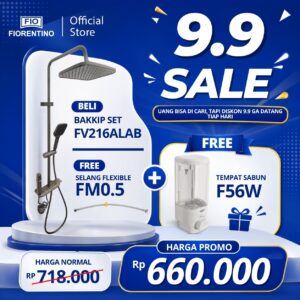 PROMO 9.9 PAKET RAIN SHOWER (BAKKIP SET) + DISPENSER SABUN + FLEKSIBEL 50CM