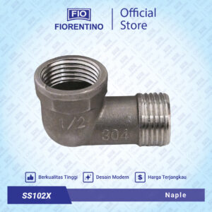 Fiorentino Nepel Sok Knee Elbow Drat Dalam 1/2 X Drat Luar 1/2 inchi Nipel Niple Nipple Napel Naple Napple SS102X
