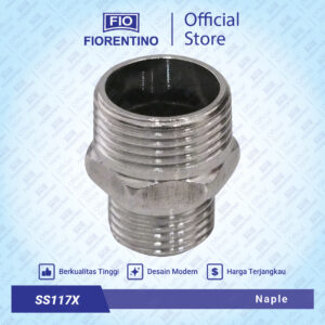 Fiorentino Nepel Sok Pendek Double Drat Luar 3/4 X 1/2 inchi Nipel Niple Nipple Napel Naple Napple SS117X