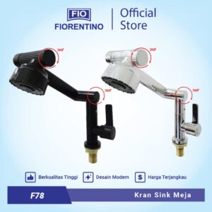 Fiorentino Kran Air Robot Keran Angsa Putar 360 Derajat Untuk Bak Cuci Piring Wastafel Panas Dingin F78