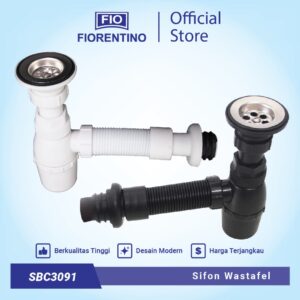 Fiorentino Sifon Wastafel Saringan Pembuangan Air Putih Hitam SBC3091